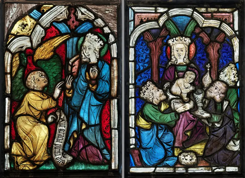 Two Windows Depicting the Annunciation and Adoration of the Magi — تصویر رکورد موزهٔ هنر کلیولند (دسترسی آزاد)