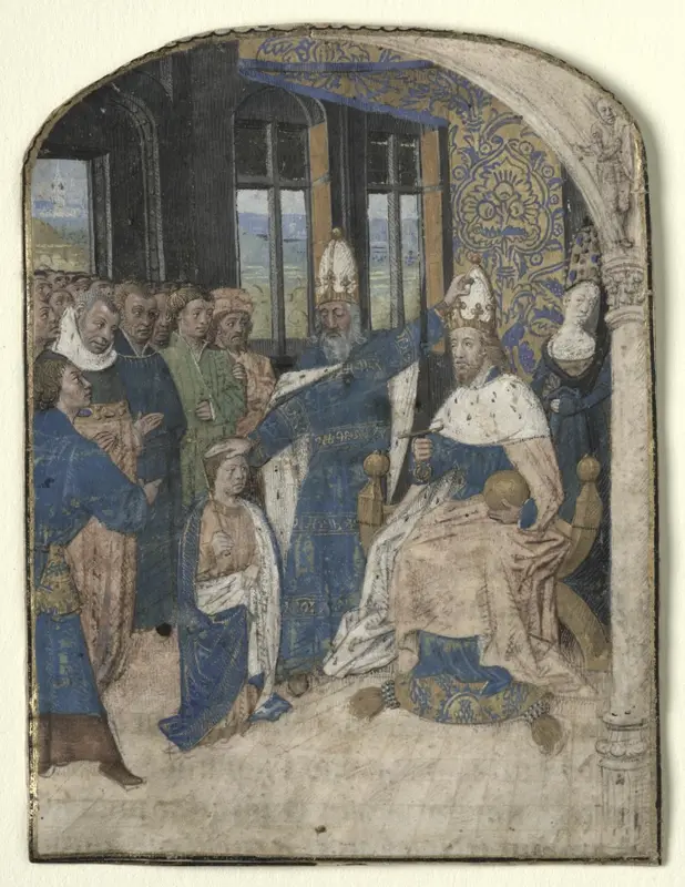Miniature from a Speculum Historiale: Claudius Designates Nero as His Successor — تصویر رکورد موزهٔ هنر کلیولند (دسترسی آزاد)