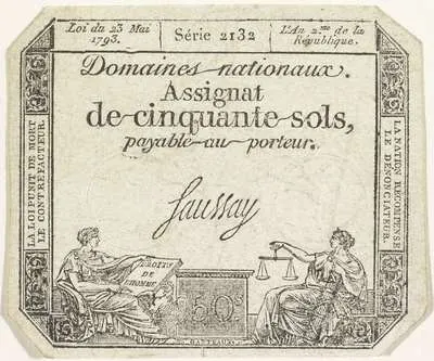 Assignaat van 50 sols, 1793 — تصویر رکورد یوروپیانا