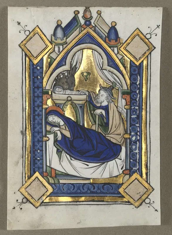Leaf Excised from a Psalter: The Nativity — تصویر رکورد موزهٔ هنر کلیولند (دسترسی آزاد)