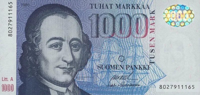 روی اسکناس 1000 mk مارکای فنلاند