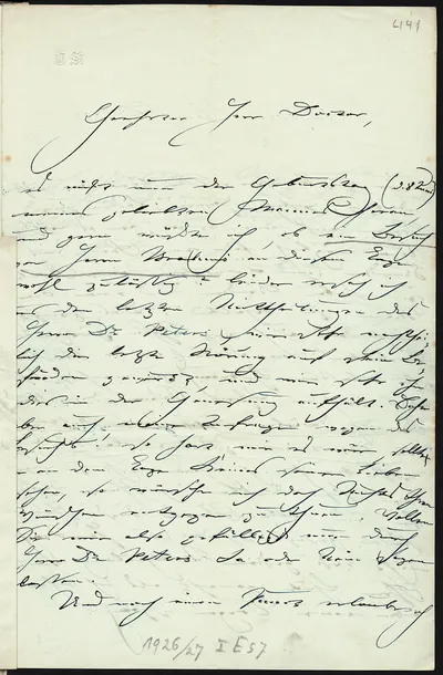 Letter from Clara Schumann to Eberhard Peters — تصویر رکورد یوروپیانا