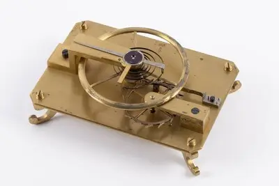 Gangmodell freie Federhemmung für Taschenchronometer, Uhrmacherschule Furtwangen, um 1860 — تصویر رکورد یوروپیانا