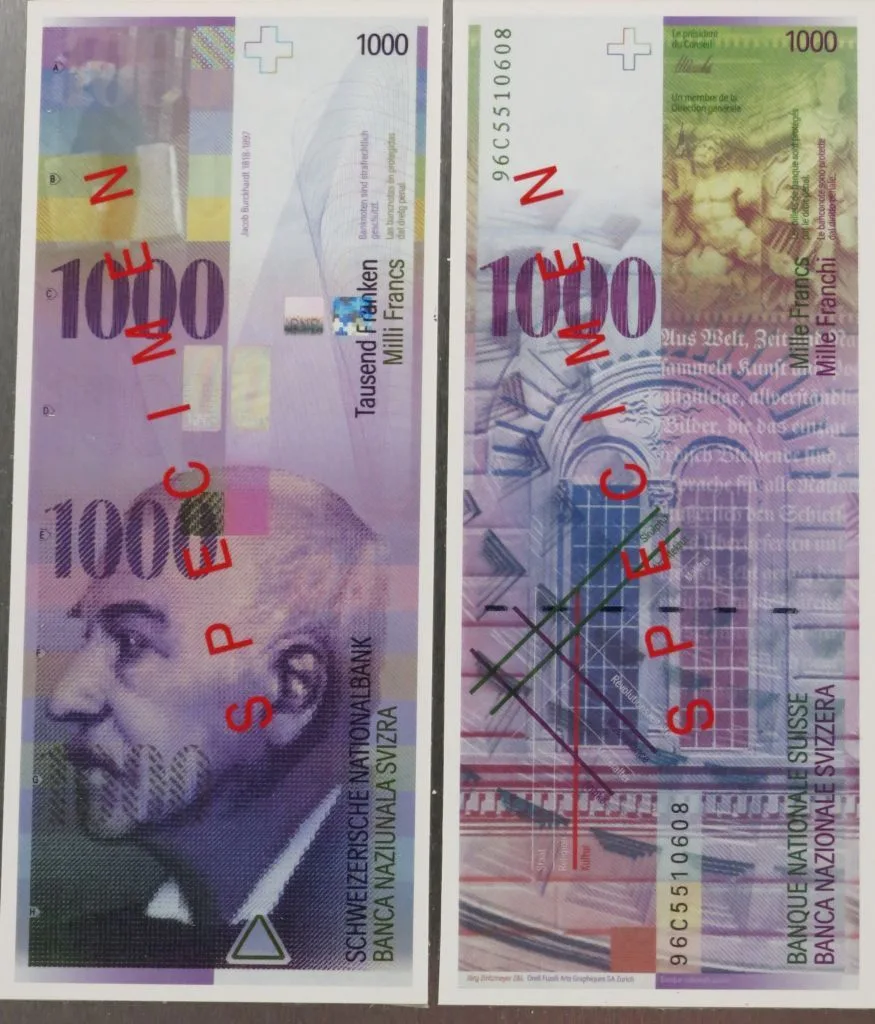 Banknote Fr. 1000, 1998 — تصویر رکورد یوروپیانا