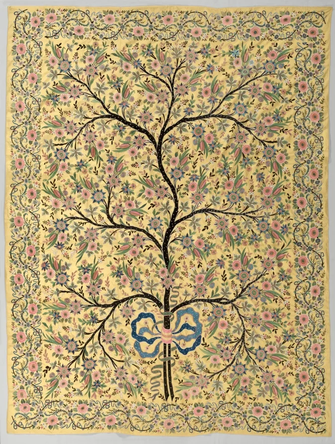 Silk hanging with embroidered tree of life — تصویر رکورد موزهٔ هنر کلیولند (دسترسی آزاد)
