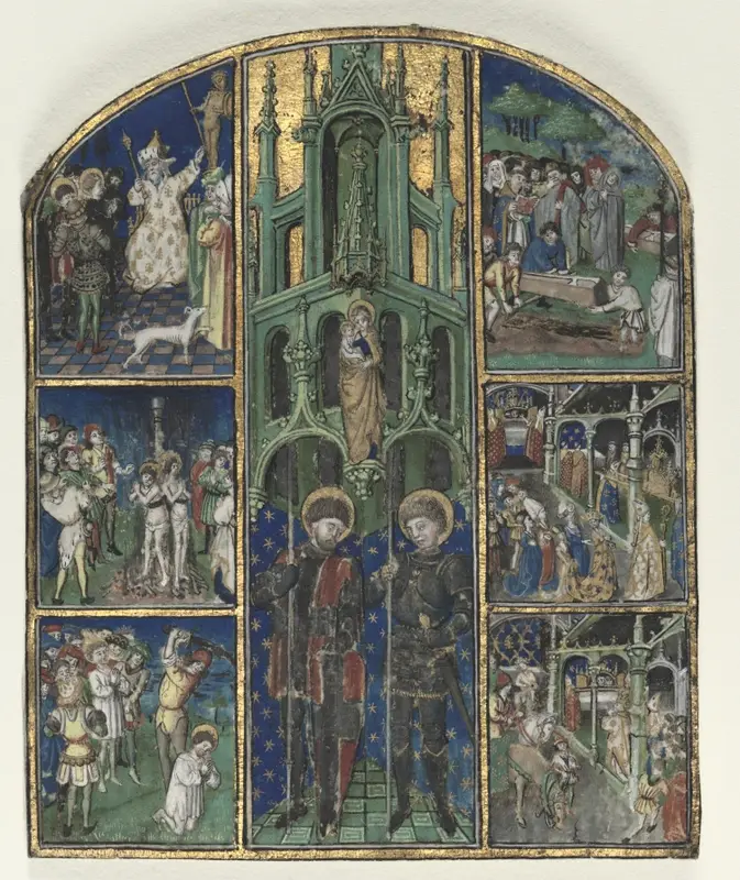 Leaf from the Hours of Duke Louis of Savoy: Saints Nereus and Achilleus — تصویر رکورد موزهٔ هنر کلیولند (دسترسی آزاد)