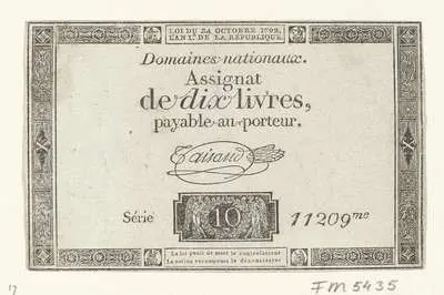 Assignaat van 10 livres, 1792 — تصویر رکورد یوروپیانا