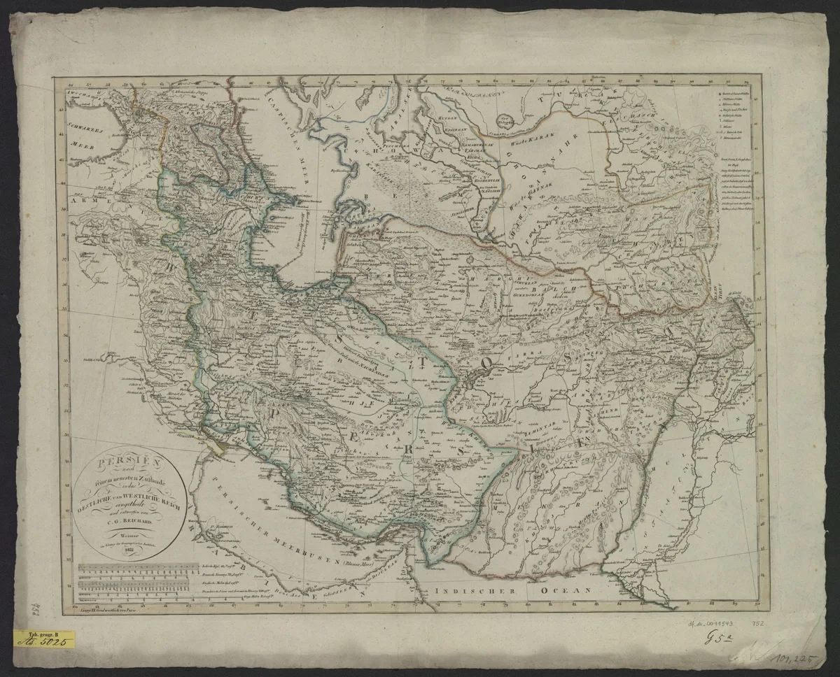 Karte von Persien, ca. 1:4 600 000, Kupferstich, 1822 — تصویر رکورد یوروپیانا