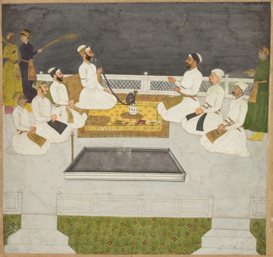 Husain Ali Khan Entertaining His Brothers (The Sayyid Brothers) — تصویر رکورد موزهٔ هنر کلیولند (دسترسی آزاد)