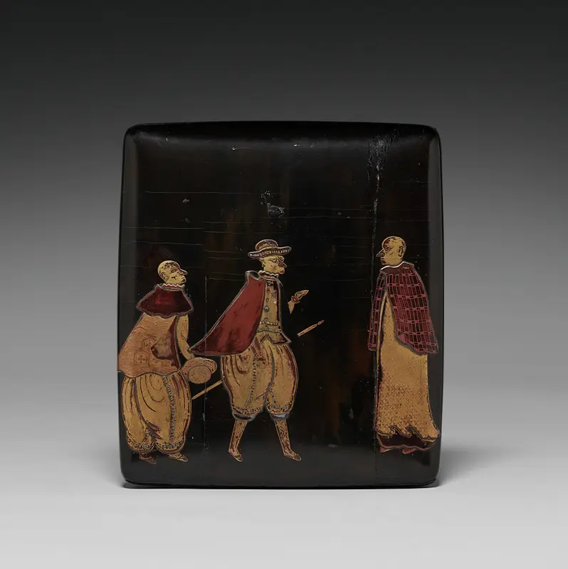 Writing Box (Suzuribako) with Europeans (lid) — تصویر رکورد موزهٔ هنر کلیولند (دسترسی آزاد)