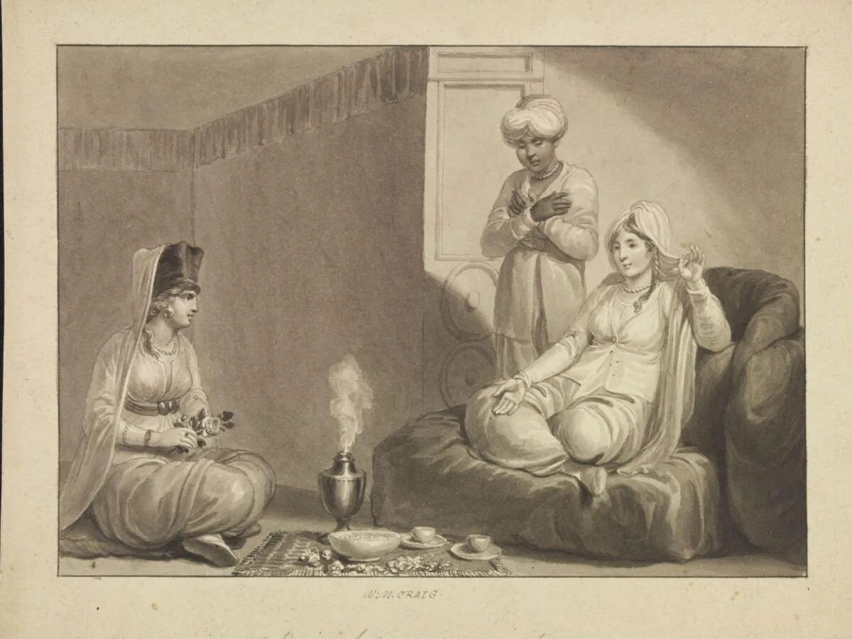 A Persian Lady receiving a visitor — تصویر رکورد موزهٔ ویکتوریا و آلبرت