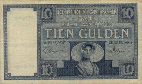 پشت اسکناس — 10 gulden هلند
