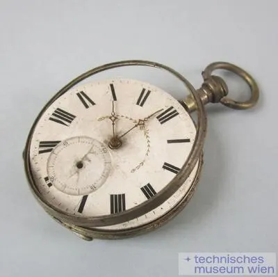 Französische Zylindertaschenuhr mit Silbergehäuse, Schutzmantel — تصویر رکورد یوروپیانا