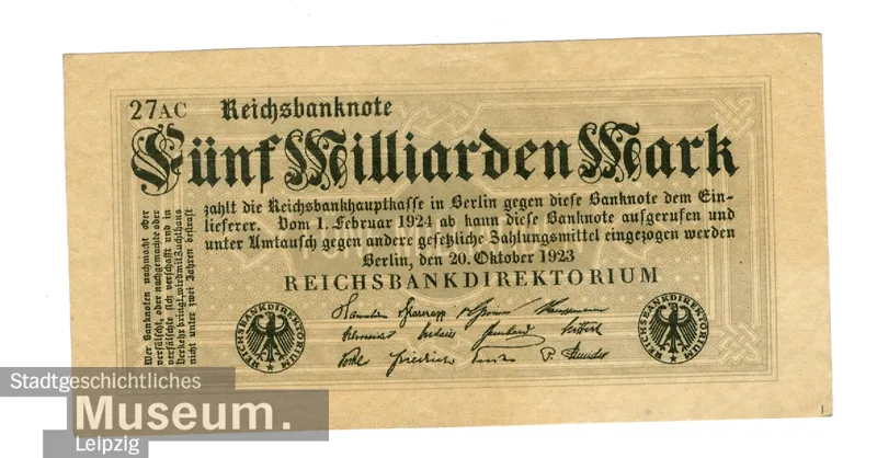 Reichsbanknote über 5 Milliarden Mark — تصویر رکورد یوروپیانا