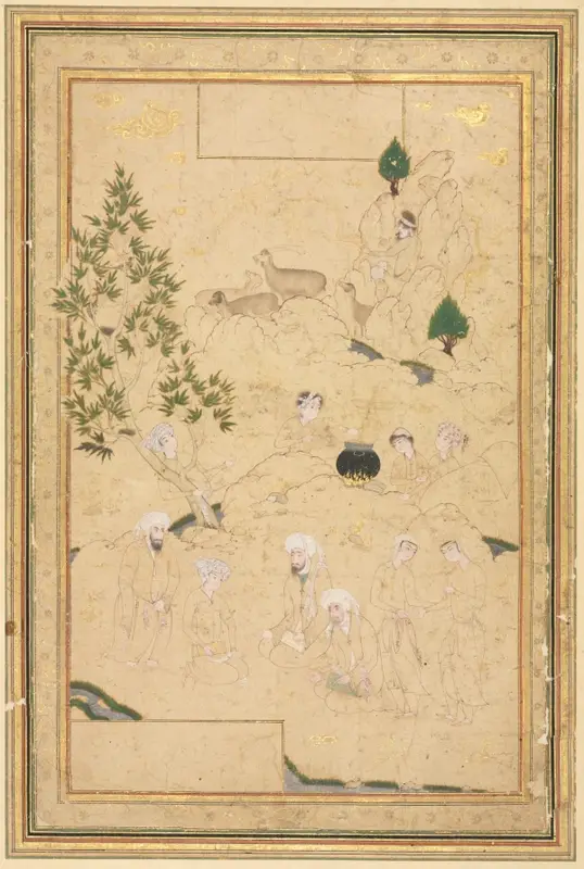 Picnic in the Mountains; Single Page Illustration — تصویر رکورد موزهٔ هنر کلیولند (دسترسی آزاد)