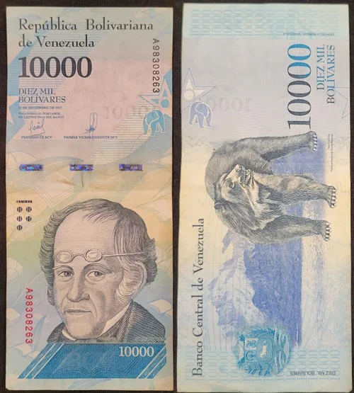 روی اسکناس — 10000 Bolivares ونزوئلا