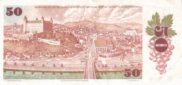 پشت اسکناس 50 Kčs کرون چک
