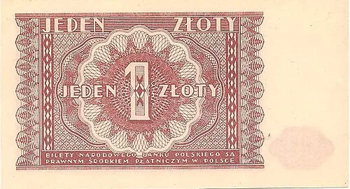پشت اسکناس — 1 złoty لهستان