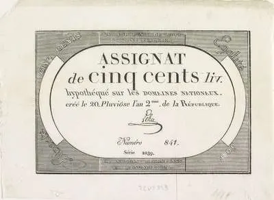 Assignaat van 500 livres, 1793-1794 — تصویر رکورد یوروپیانا