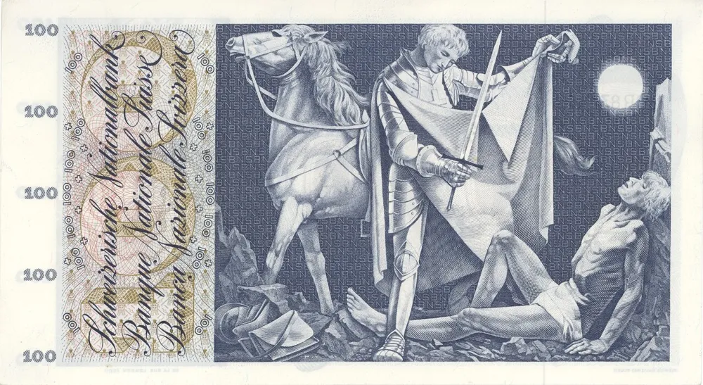 پشت اسکناس 100 francs فرانک سوئیس