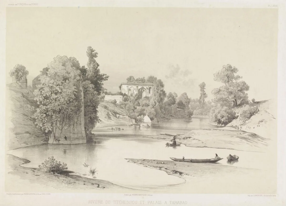 Rivire De Titchenrou Et Palais A Tarabad (Perse Septentrionale) — تصویر رکورد موزهٔ ویکتوریا و آلبرت