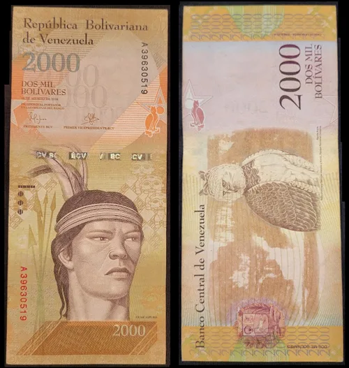 روی اسکناس — 2000 Bolivares ونزوئلا