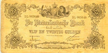 روی اسکناس — 25 gulden هلند