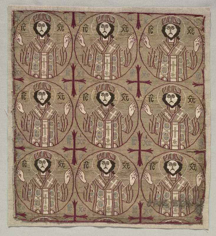 Lampas with roundels of the image of Christ in benedictory pose — تصویر رکورد موزهٔ هنر کلیولند (دسترسی آزاد)