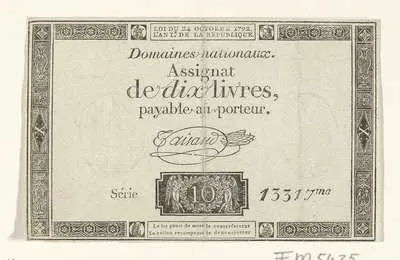 Assignaat van 10 livres, 1792 — تصویر رکورد یوروپیانا