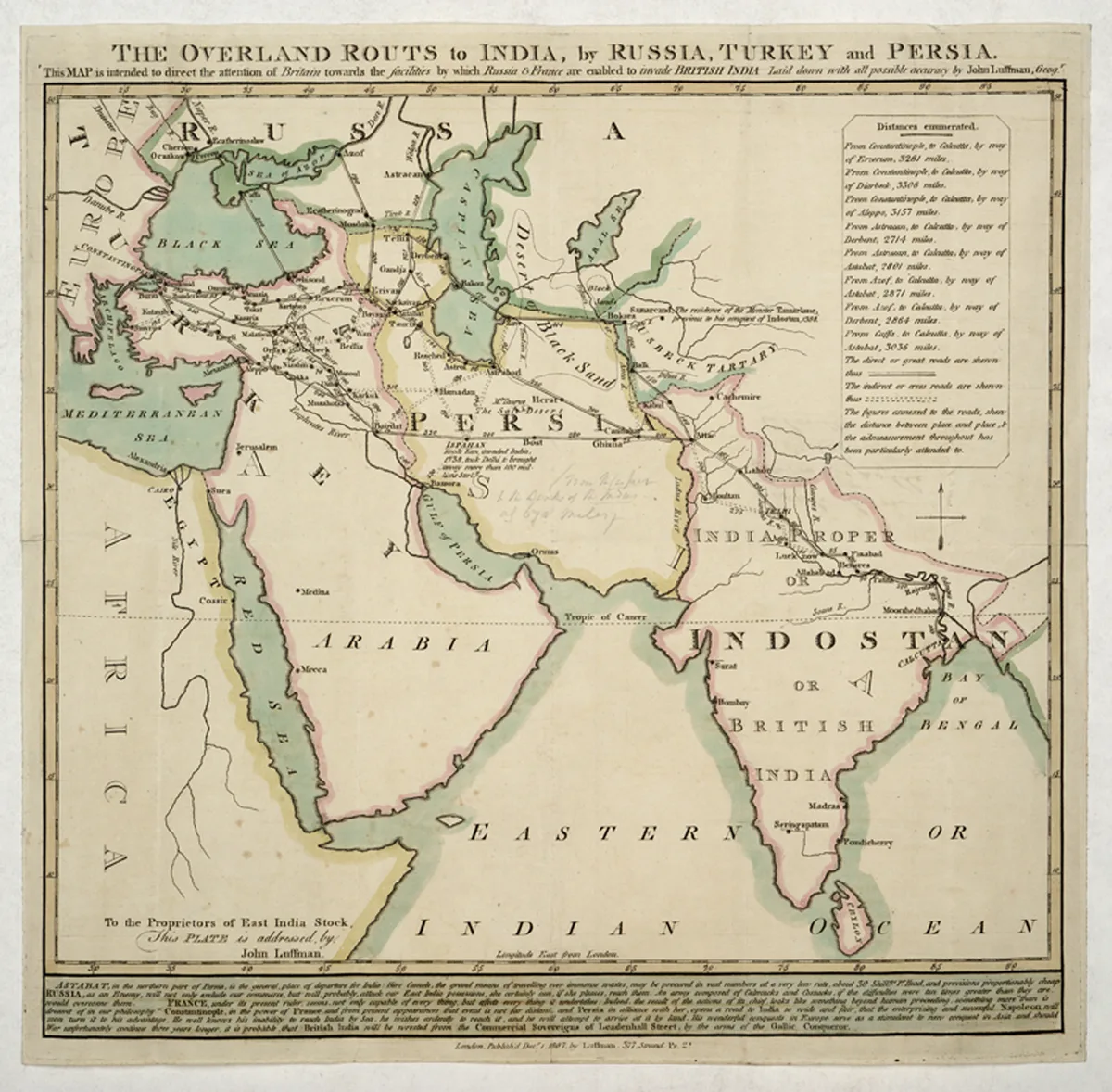 The overland routs [sic] to India, by Russia, Turkey and Persia. — تصویر رکورد یوروپیانا