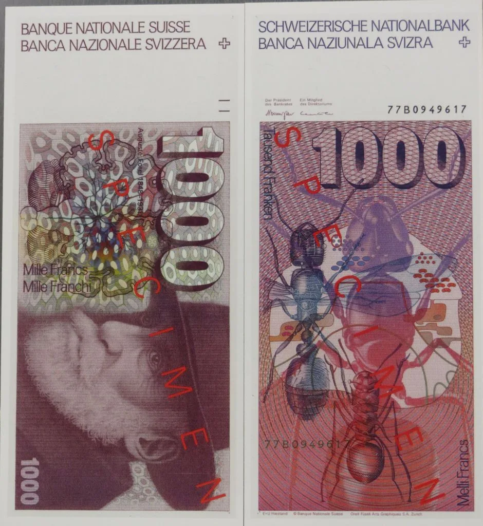 Banknote Fr 1000, historisch, 1976 — تصویر رکورد یوروپیانا
