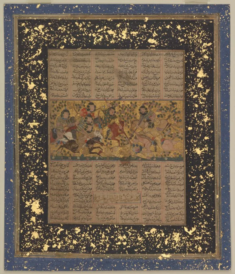 Arjasp's horsemen kill Luhrasp, from the Book of Kings (Shahnama) by Firdausi — تصویر رکورد یوروپیانا