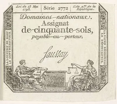 Asignaat van 50 sols, 1793 — تصویر رکورد یوروپیانا