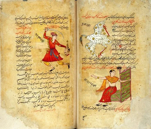 Constellations of Perseus (left), Cygnus and Cassiopeia (right) from Persian Manuscript 373 — تصویر رکورد یوروپیانا