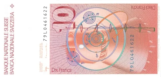 پشت اسکناس 10 francs فرانک سوئیس