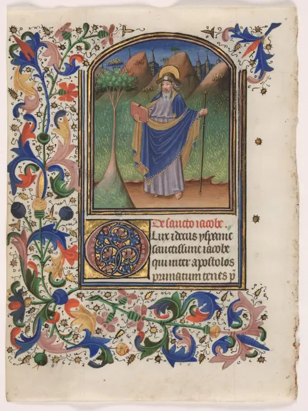 Leaf from a Book of Hours: Saint James the Greater — تصویر رکورد موزهٔ هنر کلیولند (دسترسی آزاد)
