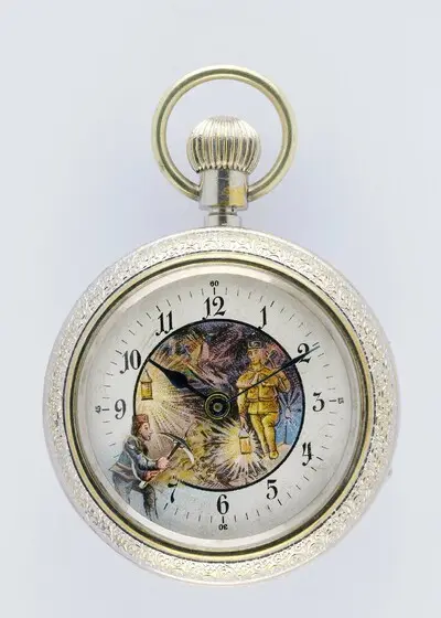 Taschenuhr mit Automat, Gebrüder Thiel, Ruhla um 1900 — تصویر رکورد یوروپیانا