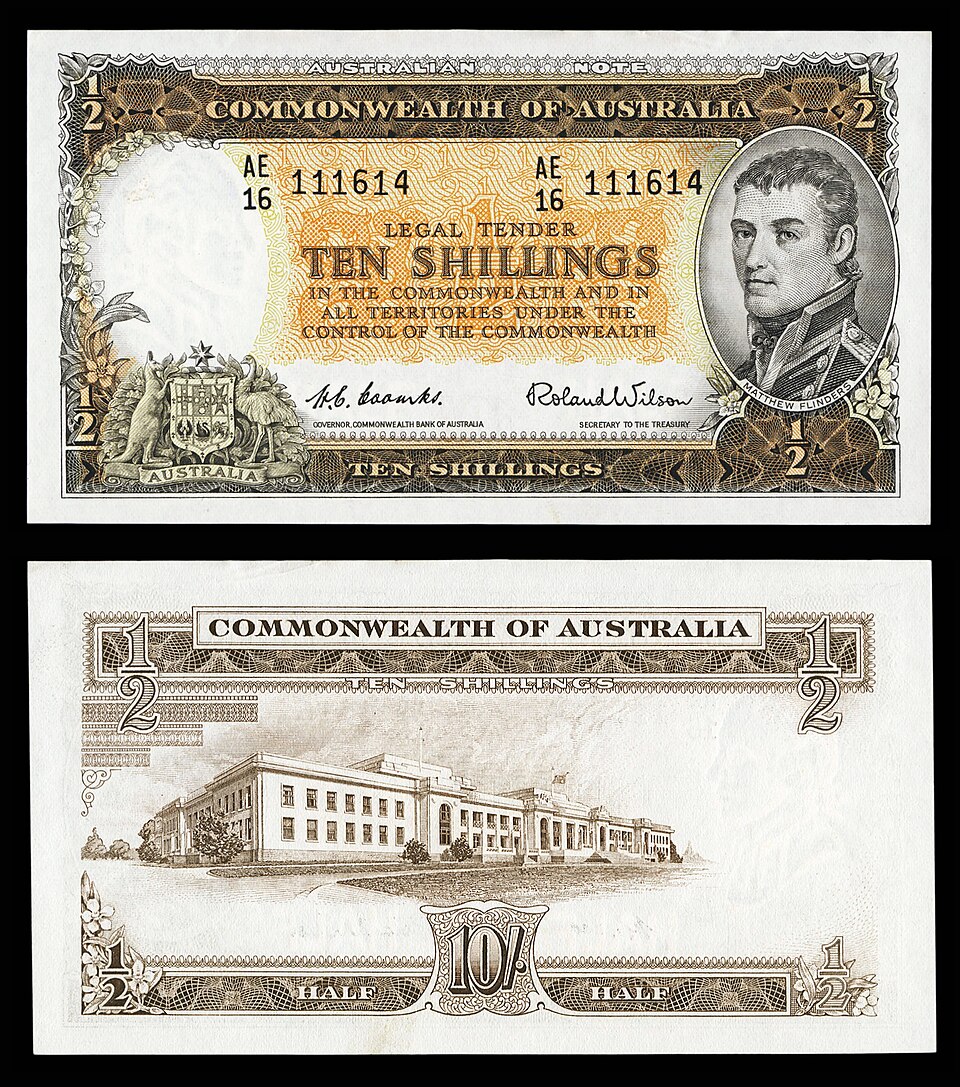 پشت اسکناس — 10 shilling استرالیا