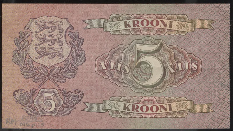 Paberraha, EV pangatäht, 5 krooni, 1929.a. — تصویر رکورد یوروپیانا