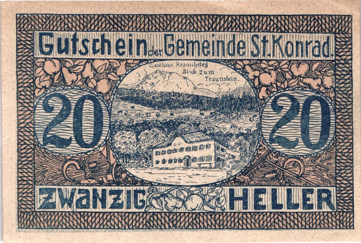 20 Heller, Notgeldschein der Gemeinde St. Konrad, Oberösterreich — تصویر رکورد یوروپیانا