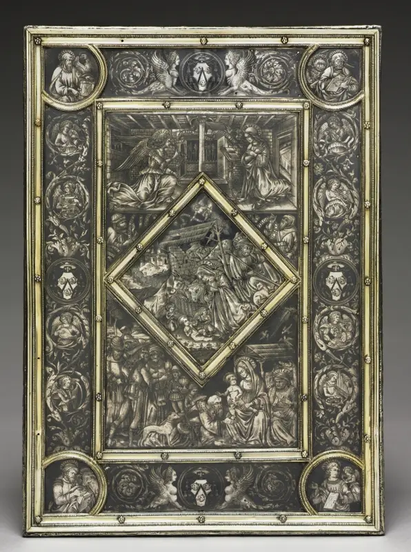 Front Cover for a Gospel Book of French Cardinal Jean La Balou (1421–1491) — تصویر رکورد موزهٔ هنر کلیولند (دسترسی آزاد)