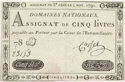 Assignaat van 5 livres, 1791 — تصویر رکورد یوروپیانا