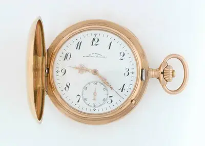 Taschenuhr mit Etui und Garantiekarte, J. Assmann, Glashütte, um 1910 — تصویر رکورد یوروپیانا