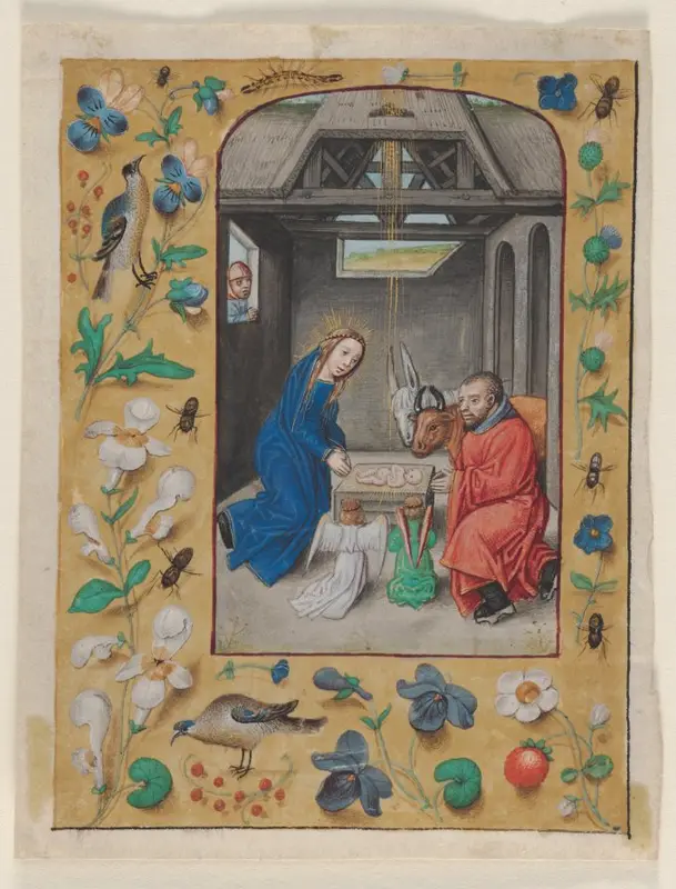 Leaf Excised from a Book of Hours: The Nativity — تصویر رکورد موزهٔ هنر کلیولند (دسترسی آزاد)