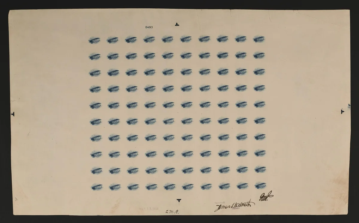 24c Curtiss Jenny vignette plate proof — تصویر رکورد موزهٔ ملی هنر آسیایی اسمیتسونیان (دسترسی آزاد)