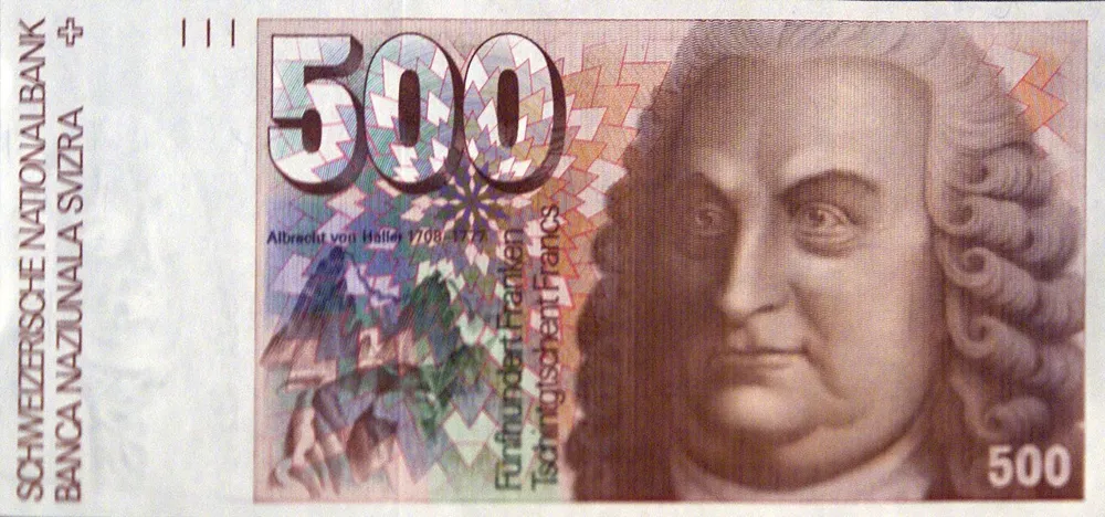 روی اسکناس 500 francs فرانک سوئیس