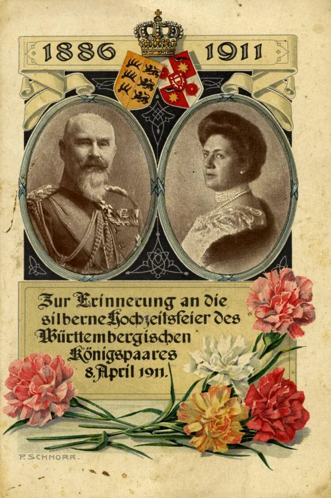 Jubiläumskarte zur Silberhochzeit des Württembergischen Königspaars — تصویر رکورد یوروپیانا