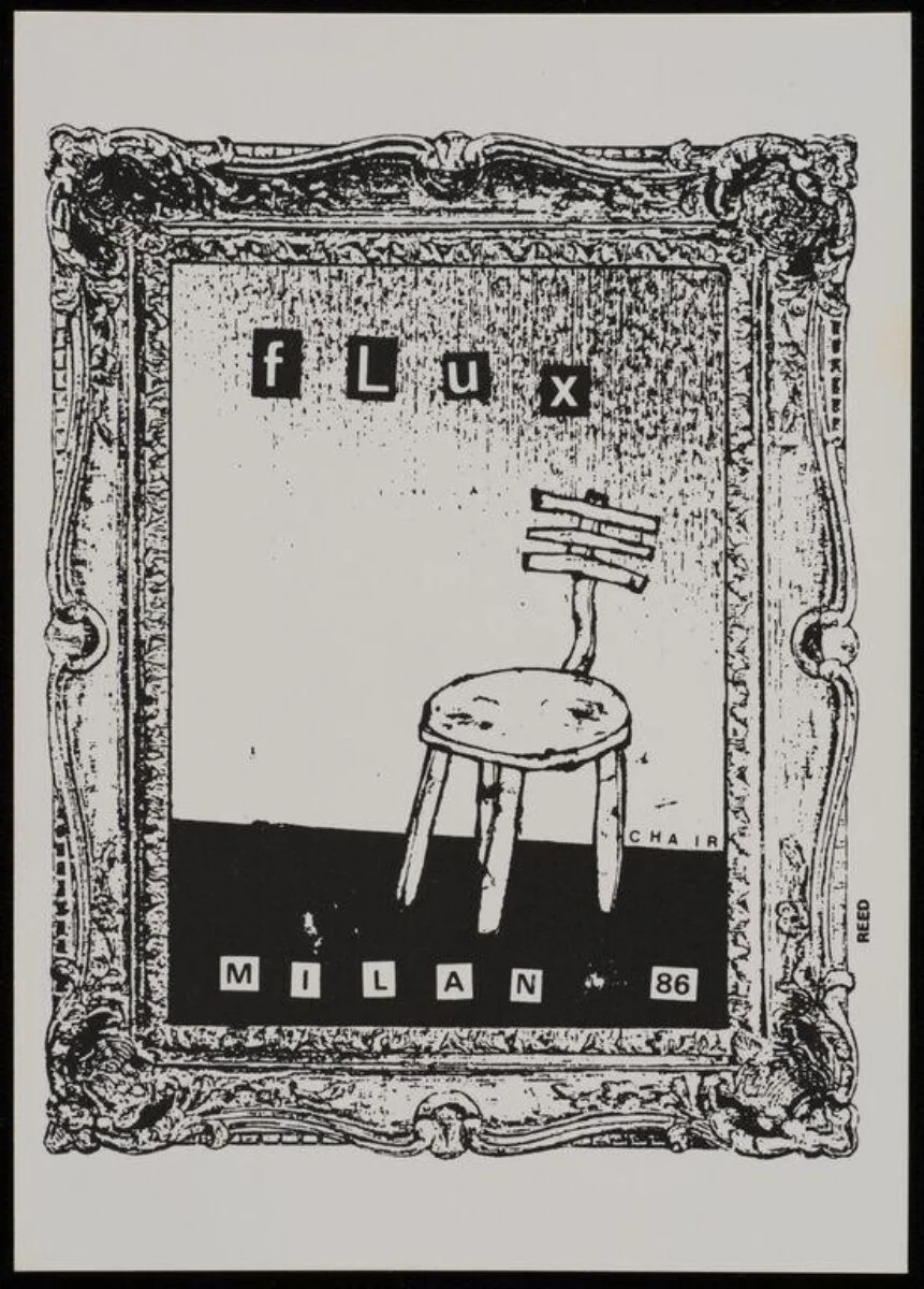 Flux Milan 86. Promotional postcard showing a drawing ofor a Rib chair — تصویر رکورد موزهٔ ویکتوریا و آلبرت