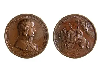 Medalie dedicată lui Napoleon Bonaparte de către Institutul Național și semnării păcii de la Campoformio — تصویر رکورد یوروپیانا
