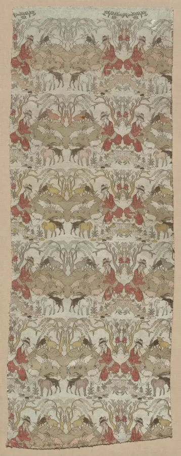 Silk Textile with Goatherds in a Landscape — تصویر رکورد موزهٔ هنر کلیولند (دسترسی آزاد)